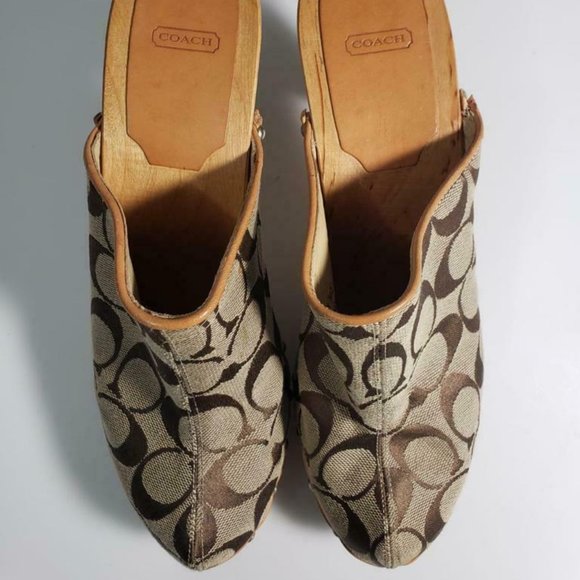 Italy Coach Signature Felicity Heel Wood Brown - Picture 1 of 6